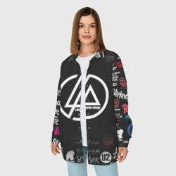 Женская рубашка oversize 3D Linkin Park rock logo - фото 2