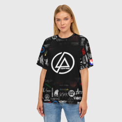 Женская футболка oversize 3D Linkin Park rock logo - фото 2