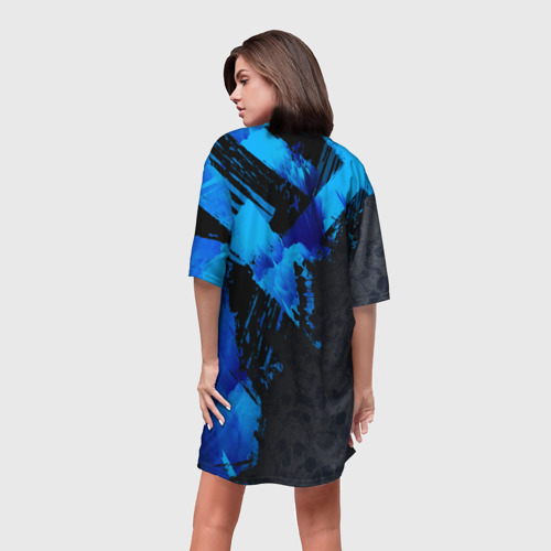 Платье-футболка 3D BSD logo blue, цвет 3D печать - фото 4