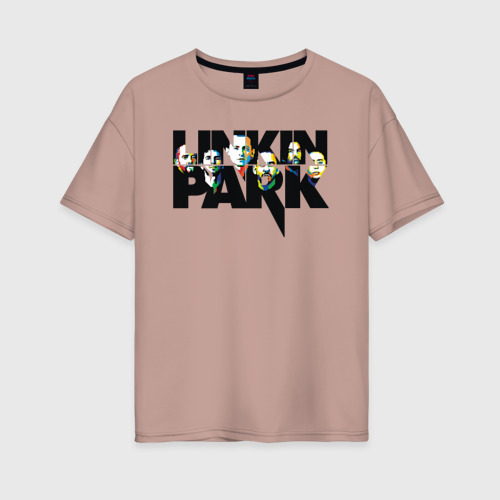Женская футболка хлопок Oversize с принтом Linkin Park, вид спереди #2