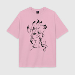 Женская футболка Oversize хлопок texturе Доктор Стоун