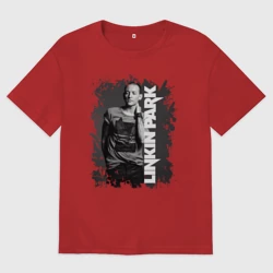 Женская футболка хлопок Oversize Linkin Park Chester Bennington