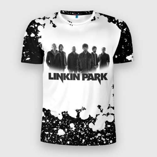Мужская футболка 3D Slim с принтом Linkin Park+спина, вид спереди #2