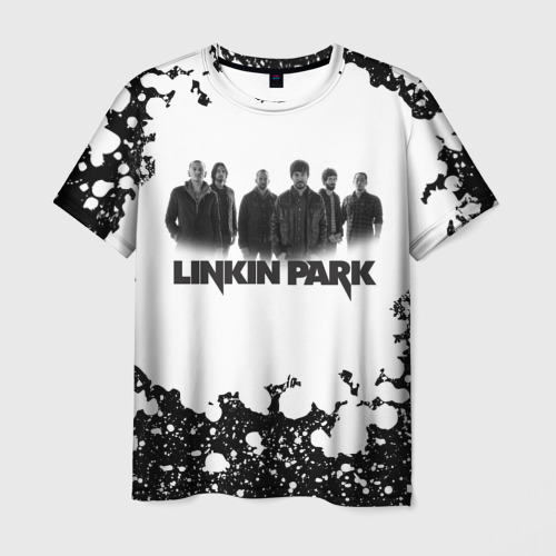 Мужская футболка с принтом Linkin Park+спина, вид спереди №1