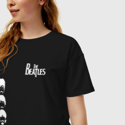 Женская футболка хлопок Oversize Beatles из Ливерпуля - фото 2