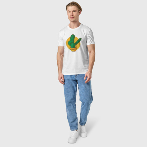 Мужская футболка хлопок Кактус, цвет белый - фото 5