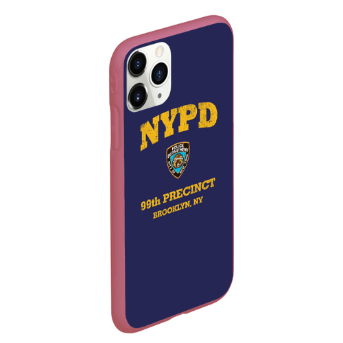 Чехол для iPhone 11 Pro Max матовый Бруклин 9-9 департамент NYPD, цвет малиновый - фото 3