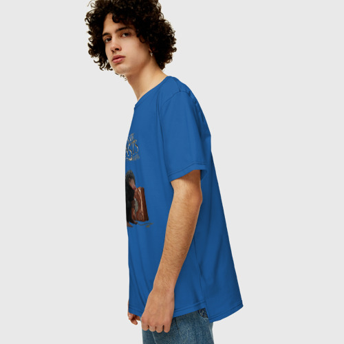 Мужская футболка хлопок Oversize NIFFLER, цвет синий - фото 5
