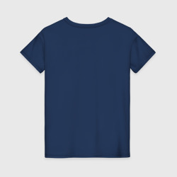 Светящаяся футболка с принтом Череп из котиков для любого человека, вид сзади №1. Цвет основы: темно-синий