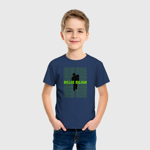 Детская футболка хлопок BILLIE EILISH logo, цвет темно-синий - фото 3