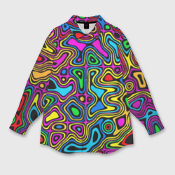 Женская рубашка oversize 3D Искажение красок - психодел