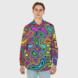 Мужская рубашка oversize 3D Искажение красок - психодел - фото 2