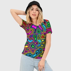 Женская футболка 3D Slim Искажение красок - психодел - фото 2