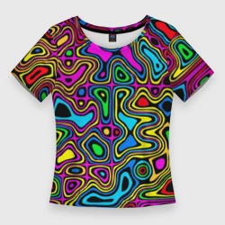 Женская футболка 3D Slim Искажение красок - психодел