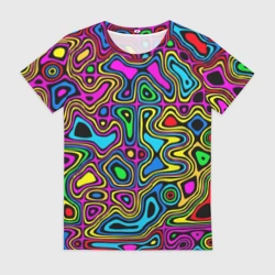 Женская футболка 3D Искажение красок - психодел