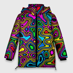 Женская зимняя куртка Oversize Искажение красок - психодел