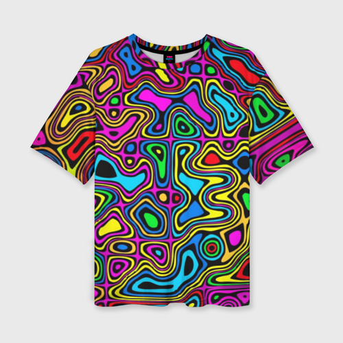 Женская футболка oversize 3D Искажение красок - психодел, цвет 3D печать