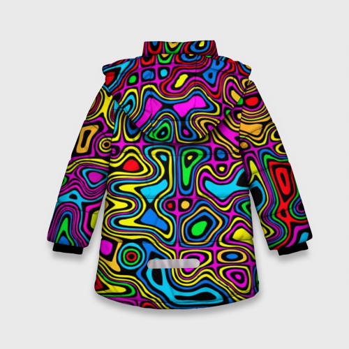 Зимняя куртка для девочек 3D Искажение красок - психодел, цвет красный - фото 2