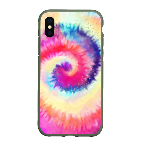 Чехол для iPhone XS Max матовый Tie Dye vortex, цвет темно-зеленый