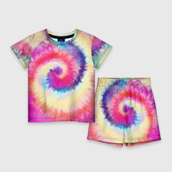 Детский костюм с шортами 3D Tie Dye vortex