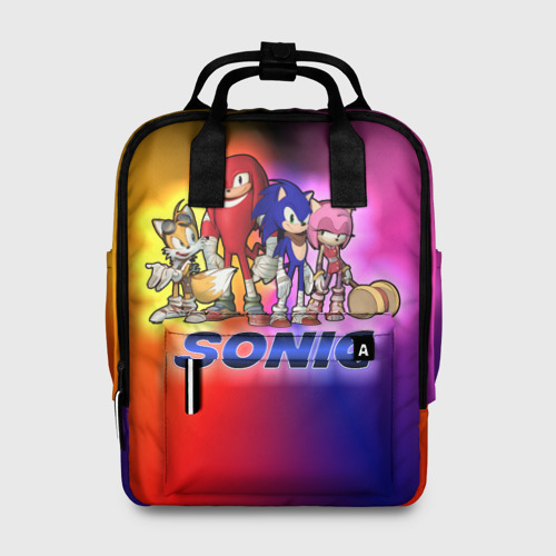 Женский рюкзак 3D с принтом Команда Соника, вид спереди #2