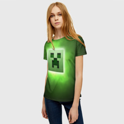 Женская футболка 3D Minecraft green creeper - фото 2