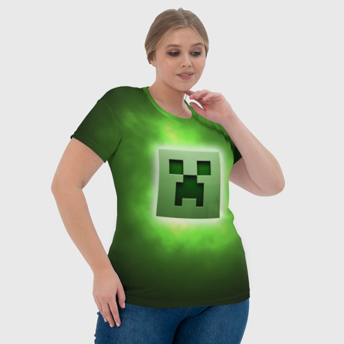 Женская футболка 3D Minecraft green creeper, цвет 3D печать - фото 6