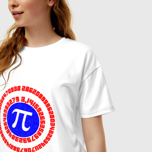 Женская футболка хлопок Oversize Математический щит, цвет белый - фото 3
