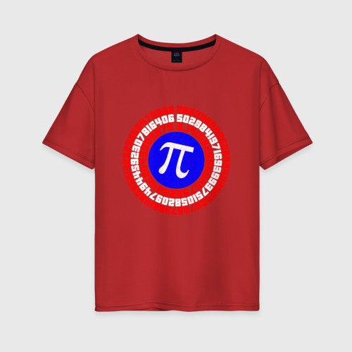 Женская футболка хлопок Oversize Математический щит, цвет красный