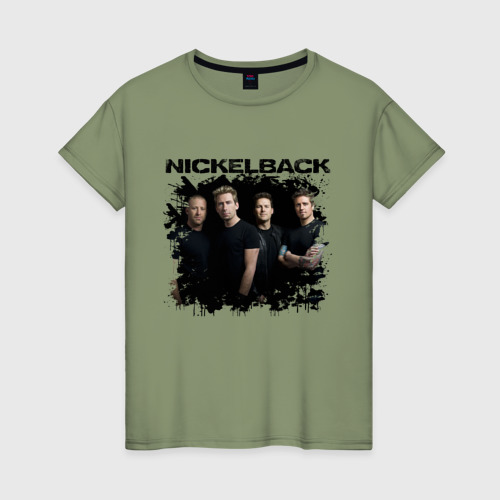 Женская футболка хлопок Состав Nickelback , цвет авокадо