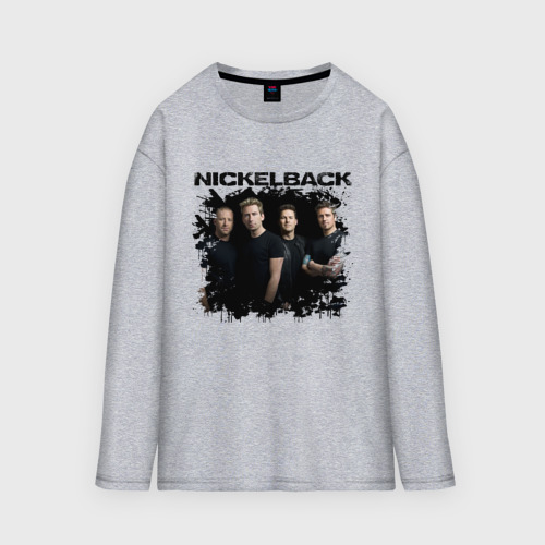 Женский лонгслив oversize хлопок Состав Nickelback , цвет меланж