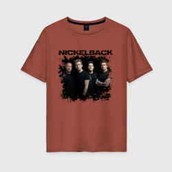 Женская футболка хлопок Oversize Состав Nickelback 