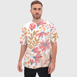 Мужская футболка oversize 3D Цветы - фото 2