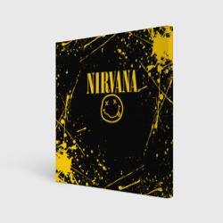 Холст квадратный Nirvana smile logo with yellow grunge