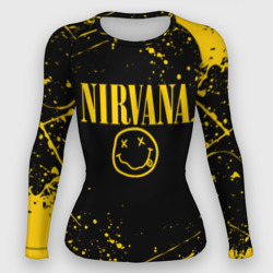 Женский рашгард 3D Nirvana smile logo with yellow grunge