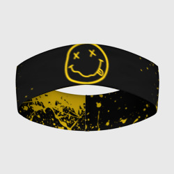 Повязка на голову 3D Nirvana smile logo with yellow grunge