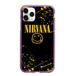 Чехол для iPhone 11 Pro Max матовый Nirvana smile logo with yellow grunge