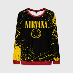 Мужской свитшот 3D Nirvana smile logo with yellow grunge