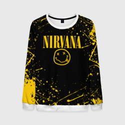 Мужской свитшот 3D Nirvana smile logo with yellow grunge