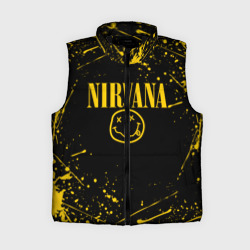 Женский жилет утепленный 3D Nirvana smile logo with yellow grunge