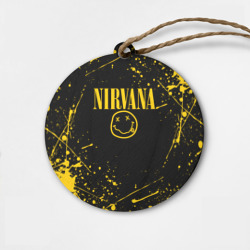 Деревянная игрушка круг Nirvana smile logo with yellow grunge