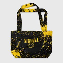 Пляжная сумка 3D Nirvana smile logo with yellow grunge