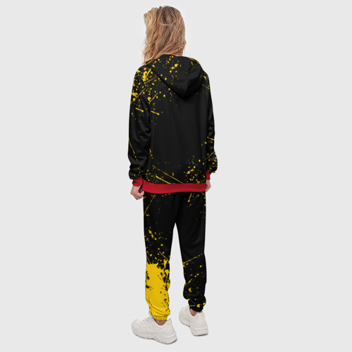 Женский костюм с толстовкой 3D Nirvana smile logo with yellow grunge, цвет красный - фото 4