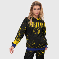 Женский костюм с толстовкой 3D Nirvana smile logo with yellow grunge - фото 2