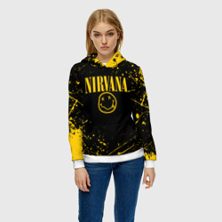 Женская толстовка 3D Nirvana smile logo with yellow grunge - фото 2