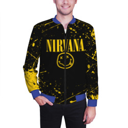 Мужской бомбер 3D Nirvana smile logo with yellow grunge - фото 2