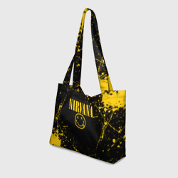 Пляжная сумка 3D Nirvana smile logo with yellow grunge - фото 2