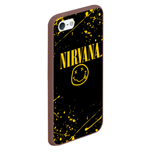 Чехол для iPhone 5/5S матовый Nirvana smile logo with yellow grunge, цвет коричневый - фото 3