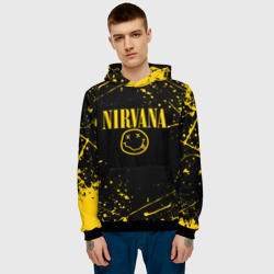 Мужская толстовка 3D Nirvana smile logo with yellow grunge - фото 2