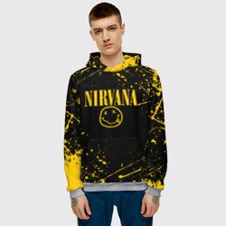 Мужская толстовка 3D Nirvana smile logo with yellow grunge - фото 2